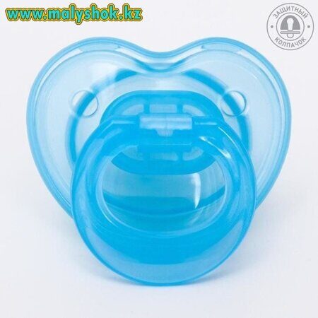 Пустышка прозрачная, классическая с колпачком, от 0 мес., цвет голубой