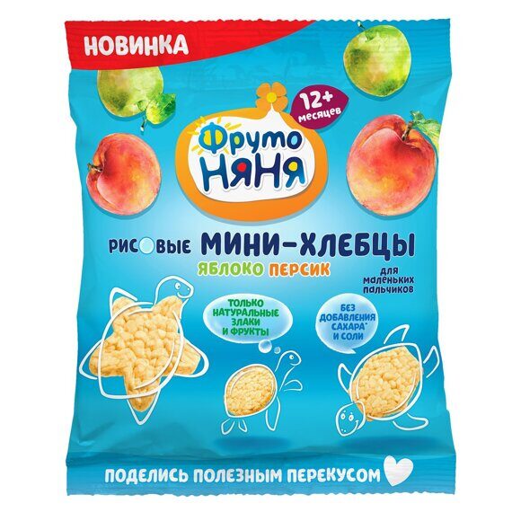 Хлебцы ФрутоНяня рисовые яблоко-персик 30г с 12месяцев Хлебцы ФрутоНяня рисовые яблоко-персик 30г с 12месяцев
